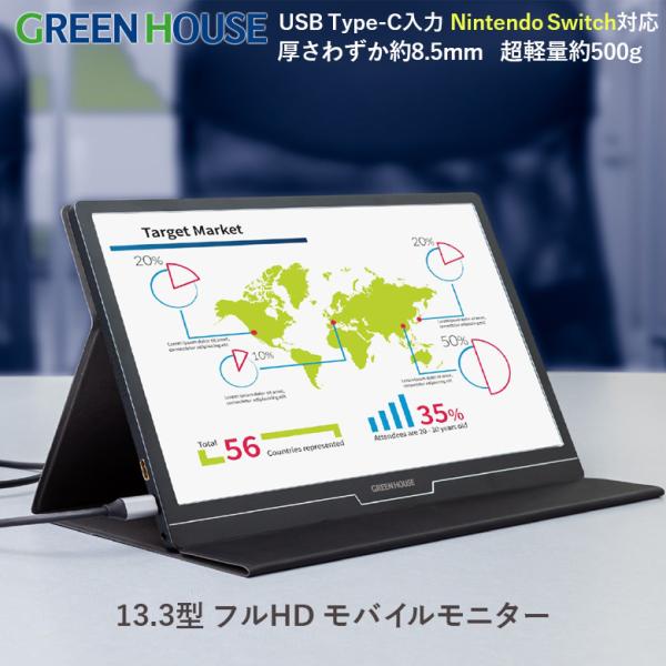GREEN HOUSE（グリーンハウス） モバイルモニター 13.3インチ 薄型