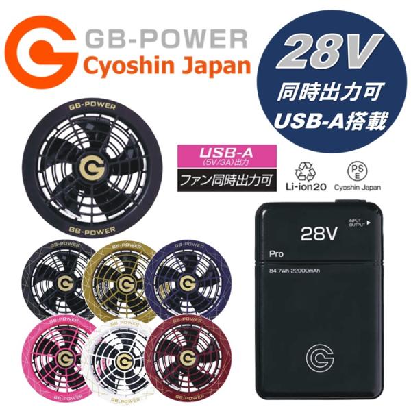 GB428+GF1】【2025年28V】熱中症対策 長信ジャパン バッテリーファン