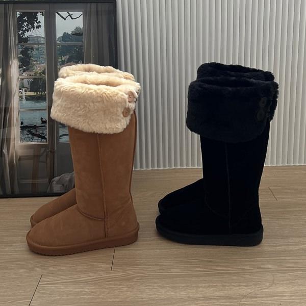 ロングブーツ ニーハイ ムートンブーツ 牛革 モコモコ トラックソール