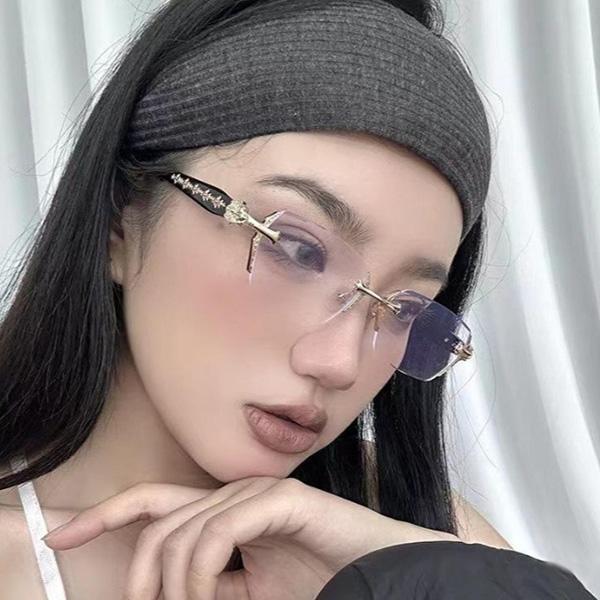 縁なしメガネ クロムハーツ風 星 スター クロス 十字架 レディース