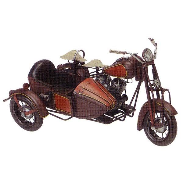ブリキのおもちゃ レトロバイク・サイドカー ブラウン : ドリーム