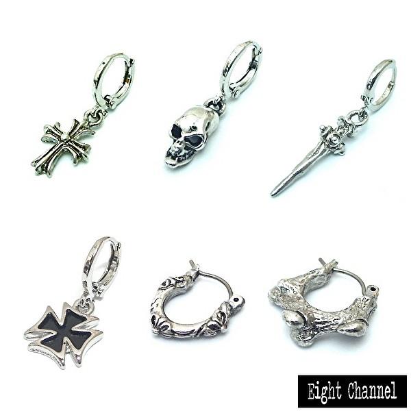 ピアス クロッシング フープ クロス スカル アイアンクロス 鉄十字