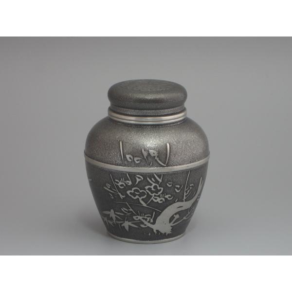 錫 茶心壺／茶入 四君子紋 「乾茂號造」在銘（本体のみ） : 茶道具商