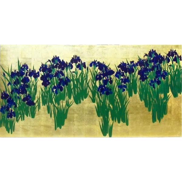 漆絵 尾形光琳の名作「燕子花(かきつばた)図」右隻 NH138R : 絵画制作