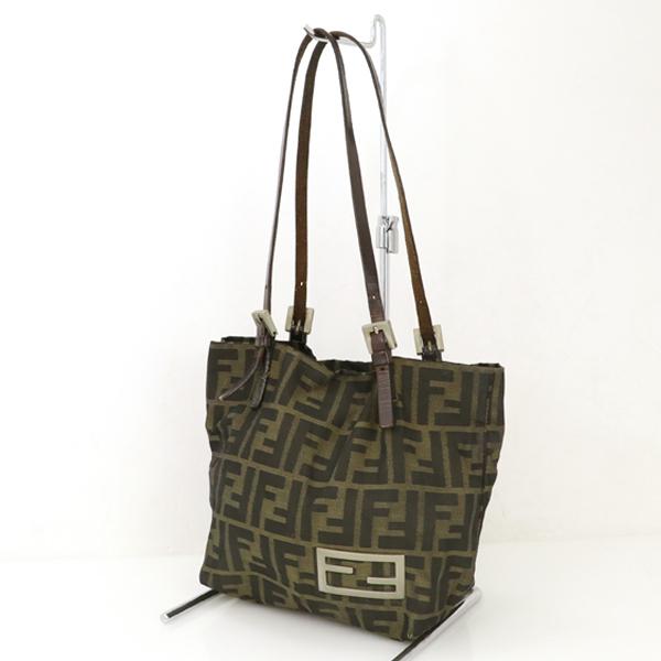 フェンディ FENDI ズッカ柄 ブラウン ナイロン レザー ミニトート