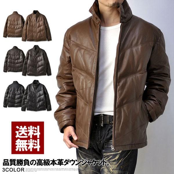 FLAG ON CREW レザー ダウンジャケット メンズ 本革 レザージャケット