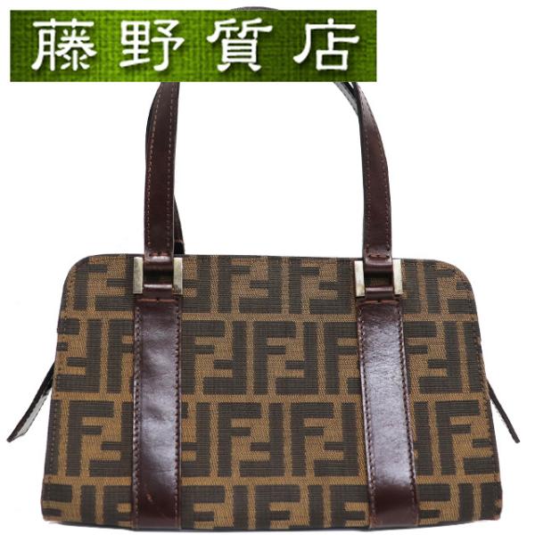 FENDI（フェンディ） ズッカ柄 ミニハンドバッグ キャンバス レザー