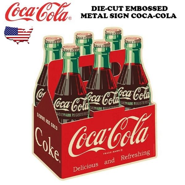 Coca Cola（コカコーラ） 看板 グッズ ブリキ看板 瓶 6本 ボドル