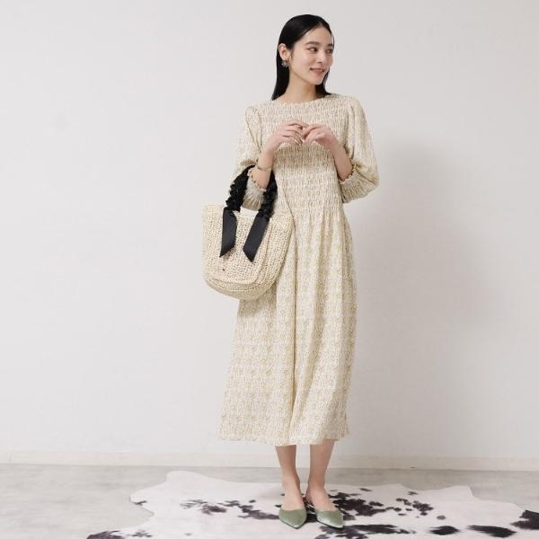 SunaUna（スーナウーナ） シャーリングフラワーワンピース : マルイ