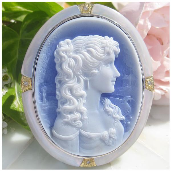 CAMEO（カメオ） Gerhard Schmidt作 ストーンカメオ 最高級ブルー