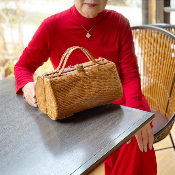 直輸入 高級アタバッグ カゴバッグ バリ島 着物 モダン ハンドバッグ