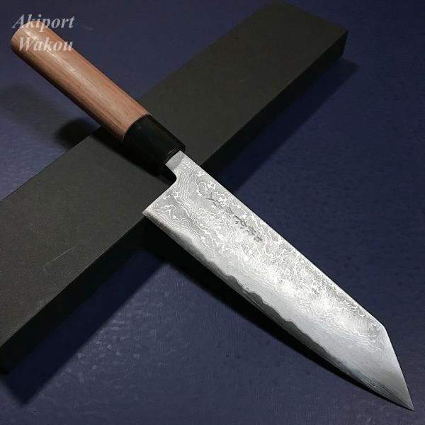 和包丁 文化包丁 切付 青ニ鋼 青紙二号 ダマスカス 磨き仕上げ 165mm