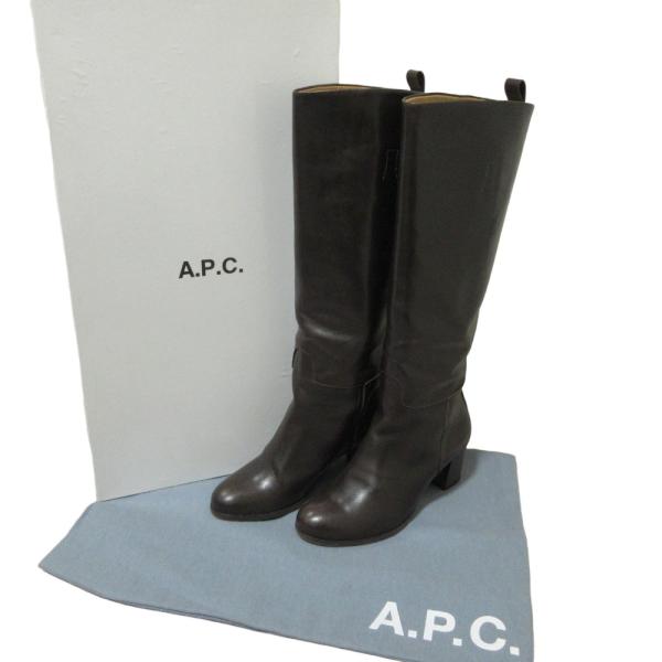 A.P.C.（アーペーセー） 良品 レザーロングブーツ 39 24.5cm ブラウン