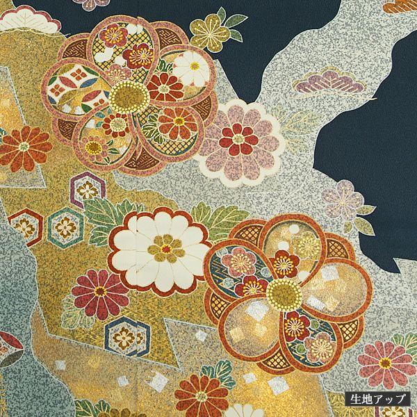 訪問着 未仕立て 松井青々「道長取りたたき染め菊梅文」 正絹 結婚式