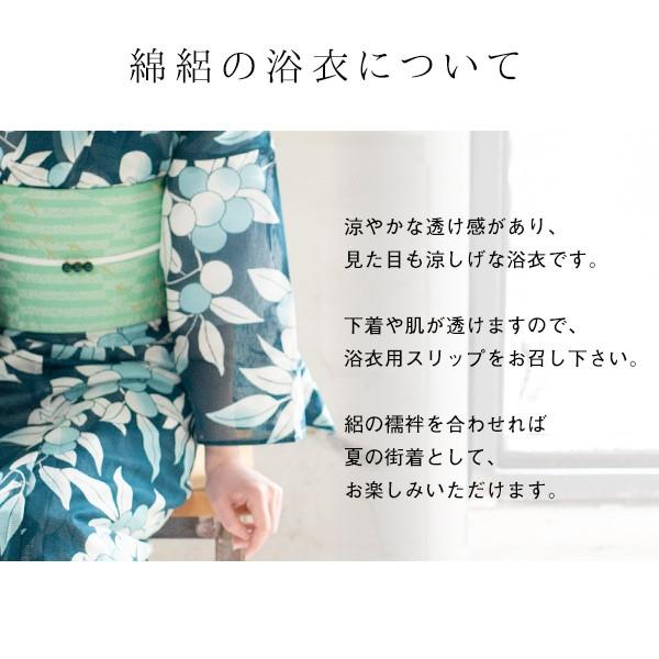 KIMONOMACHI （Prices down2）浴衣 レディース 「縞にツバメ 紺」綿絽