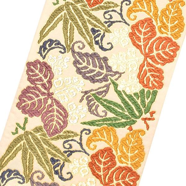 Prices down2）唐織袋帯「生成り色地 桐竹文」錦工芸謹製 六通柄 日本