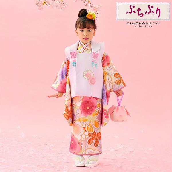 七五三 着物 3歳 ブランド被布セット ぷちぷり 「パープル 蝶竹梅