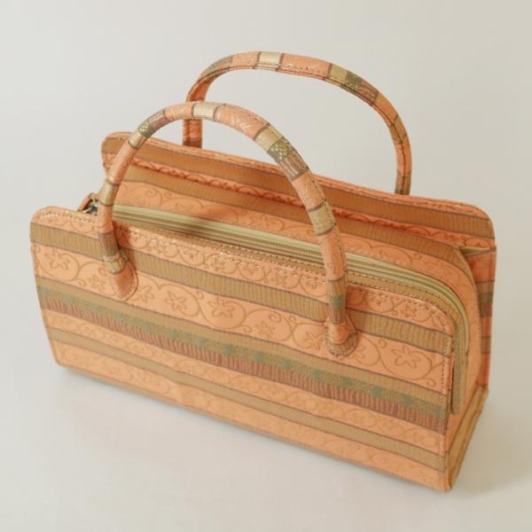 訳あり】【京都西陣生地】利休バッグ（08A046）金襴 縞 文様 和装