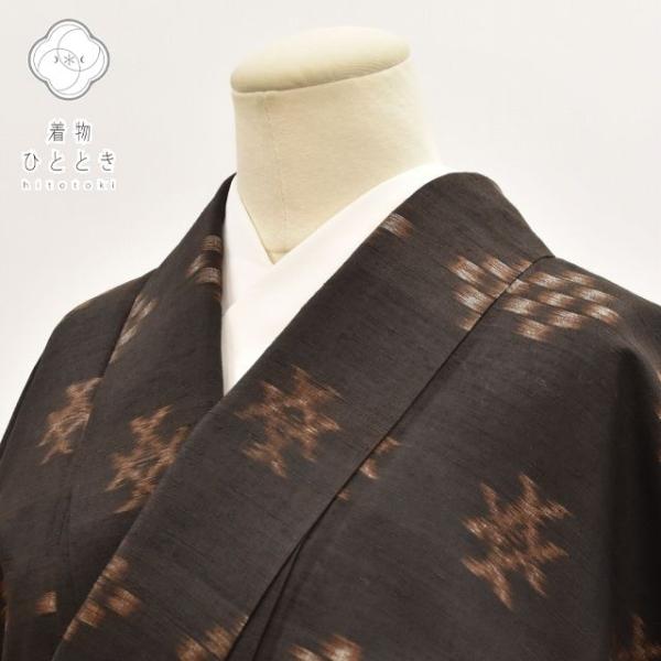 紬 リサイクル着物 身丈167cm 裄丈64cm 特選 琉球紬（絣） 正絹 こげ