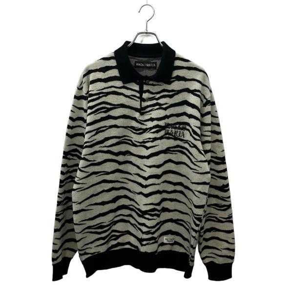 ワコマリア 長袖ポロシャツ タイガー柄 TIGER KNIT POLO SHIRT