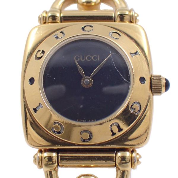 GUCCI（グッチ） 6400L クォーツ レディース 腕時計 ゴールドGP 黒文字