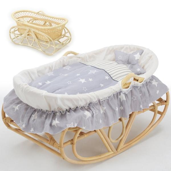 ゆりかご ベビー用家具 ラタン 籐 ヨーラン 赤ちゃん用 布団セット付