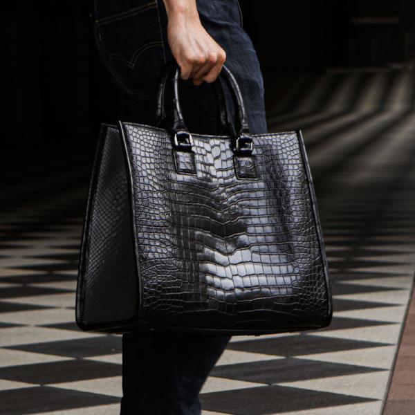 クロコダイルトートバッグ クロコトートバッグ クロコ鞄 ワニ革鞄 一枚