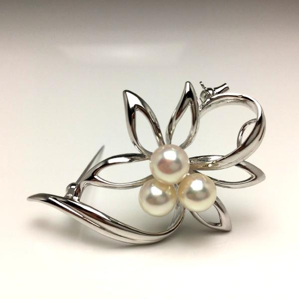 本真珠 アコヤ真珠 ブローチ 9mm シルバー 天然石 イソワパール Isowa