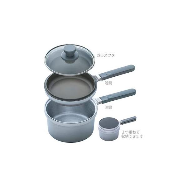 浅鍋・深鍋・ガラス蓋3点セット 無水鍋 16.5cm浅型 IH・直火対応 片手
