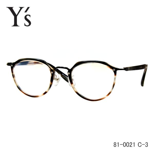 Y's（ワイズ） Y's 81-0021 C-3 ブラック/ブラウンササ メガネ 伊達