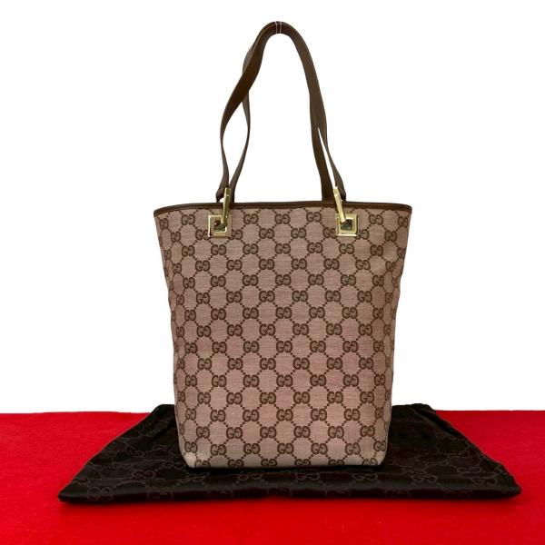 GUCCI（グッチ） 極 美品 袋付 GG キャンバス レザー 本革 ミニ トート