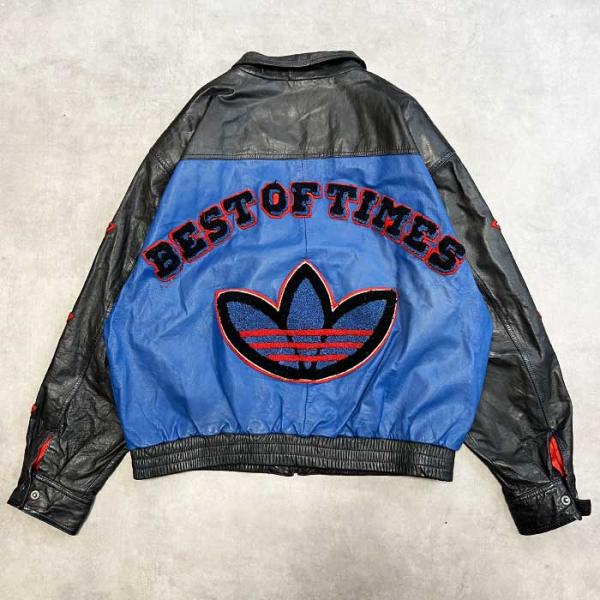 80's Adidas Players Leather Jacket RUN DMC MODEL Size L 80年代