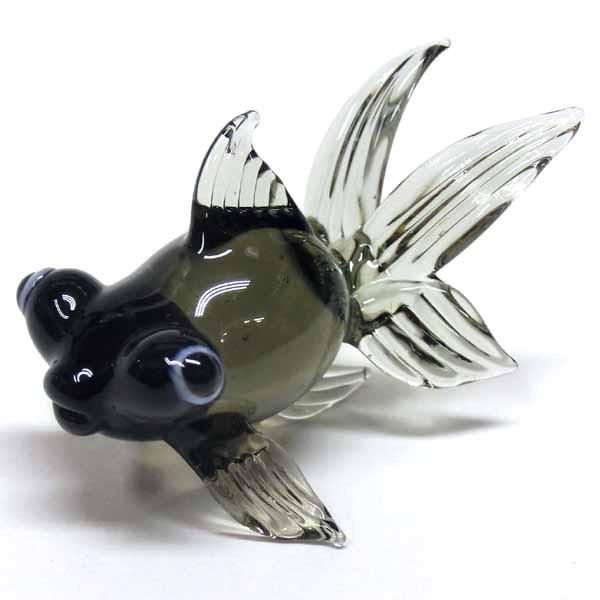 黒デメキン(小) ガラス細工 ミニチュア 雑貨 置物 ガラス工芸品 : 佐竹