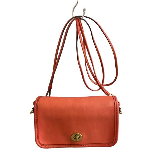 COACH◇オールドコーチターンロックショルダーバッグ/レザー/RED/17994