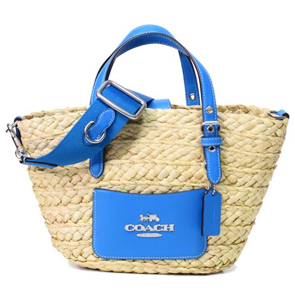 COACH（コーチ） バッグ ストロー スムースレザー かごバッグ スモール