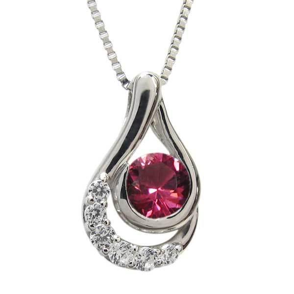 ルビー しずく 雫 ネックレス レディース シルバーペンダント 涙型