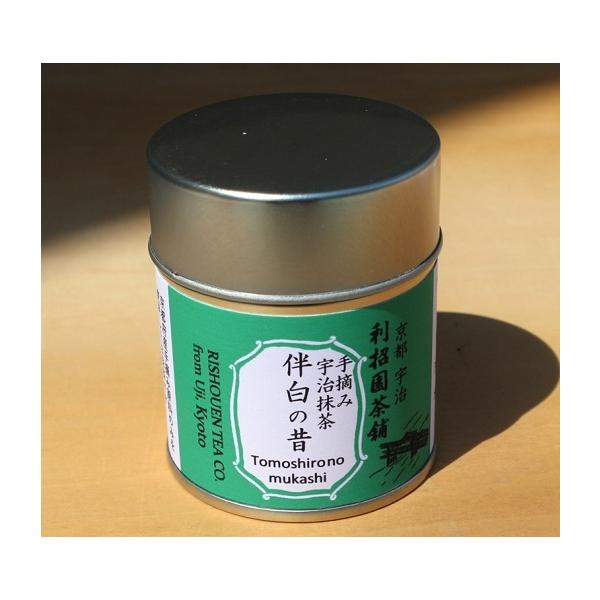 抹茶 伴白の昔30g缶入り 京都府産原料100％使用宇治抹茶 利招園茶舗が