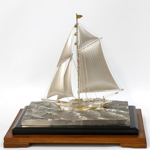 限界値下げ祭2-OF】中古SV970 銀製 船 帆船 置物 ヨット インテリア