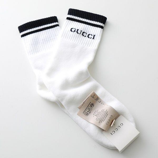 GUCCI（グッチ） ソックス 496493 4G293 メンズ ロゴ ライン リブ