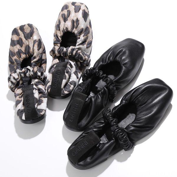 GANNI（ガニー） バレエシューズ SOFT SQUARE TOE SCRUNCHIE BALLERINA