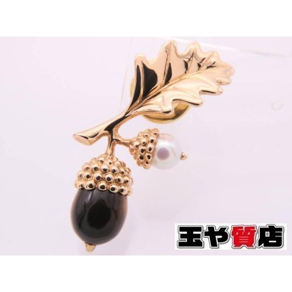 MIKIMOTO（ミキモト） ピンブローチ タイガーアイ パール どんぐり