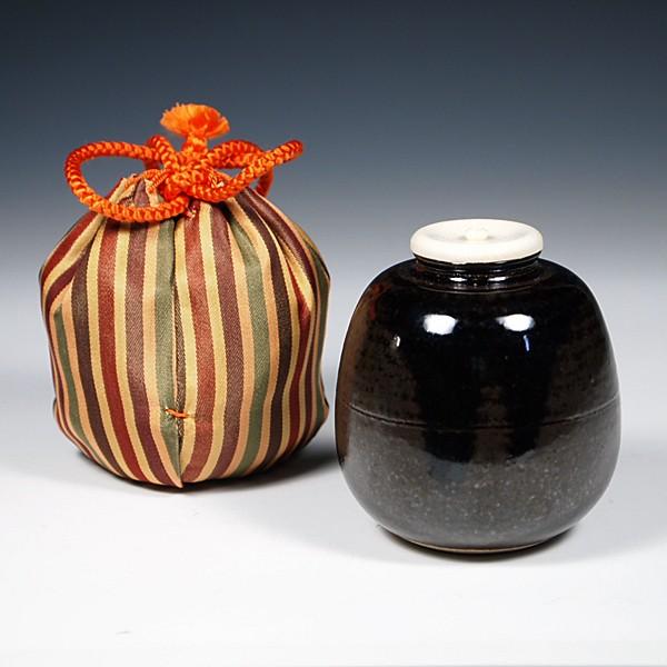 送料無料（茶道具/濃茶器）漢作唐物大名物 利休尻膨茶入写し 笹田有祥