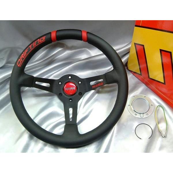 MOMO ステアリング DRIFTING（ドリフティング） ブラックレザー/レッド