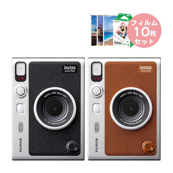 チェキ instax mini Evo ブラック ブラウン 本体&フイルム10枚&プチ