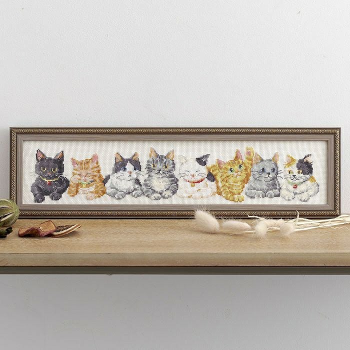 クロスステッチフレーム＜猫ならび＞ | リバティ 生地、編み物、刺繍