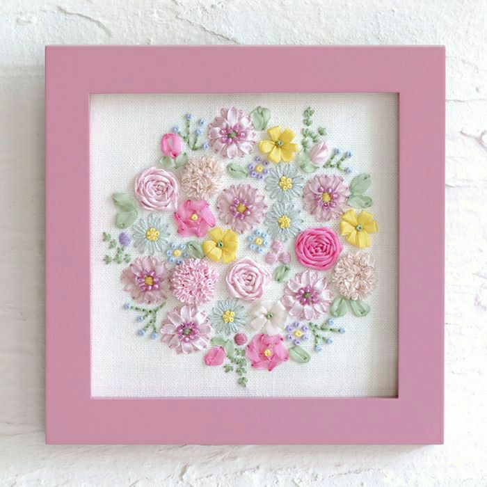 ステッチミニフレーム＜フラワーブーケ＞ | リバティ 生地、編み物