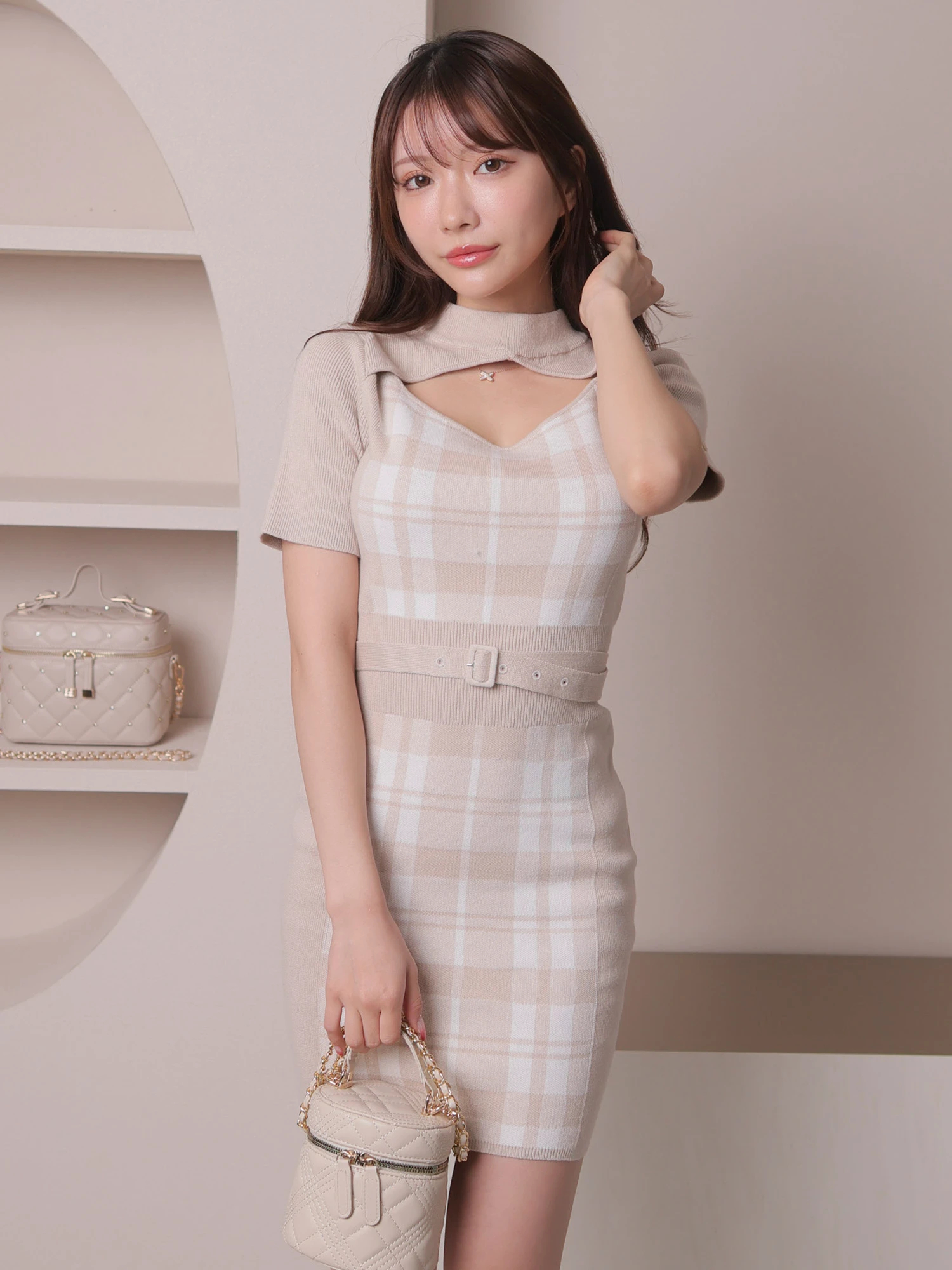 LIP SERVICE（リップサービス）｜ チェックジャガードデコルテオープン