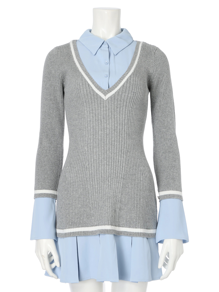 LIP SERVICE（リップサービス）｜ シャツドッキングプリーツワンピース