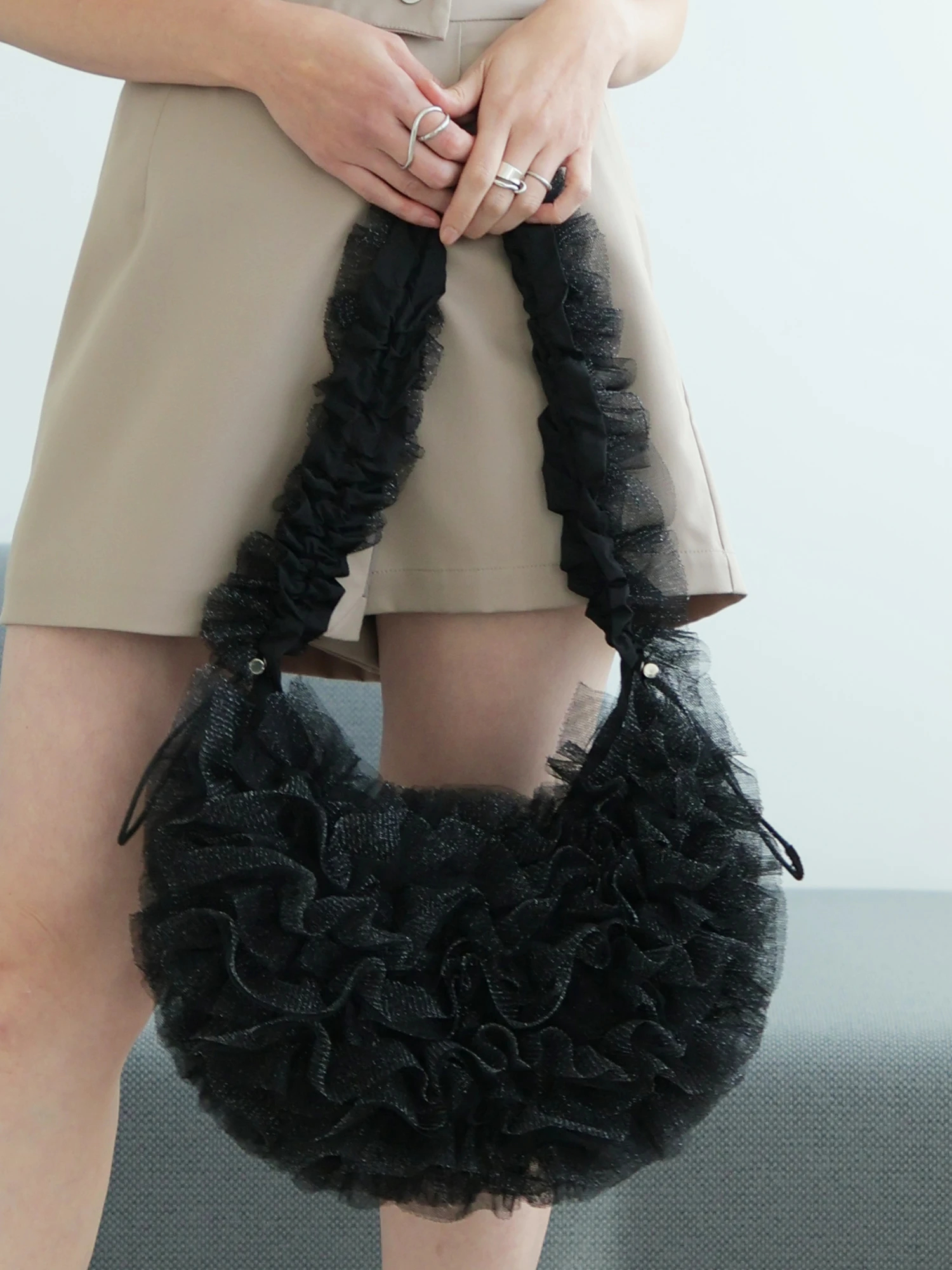 LADYMADE（レディメイド）｜ ラメチュールフリルドロストバッグ