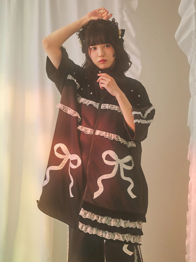 リボン刺しゅうベロアパッチワークPK - Jamie エーエヌケー(ジェイミー